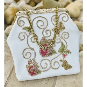 AMAZING VINTAGE FAYE MELL FLEURETTE OF MIAMI 50s WHITE FLORAL ONE-OF-A-KIND BAG